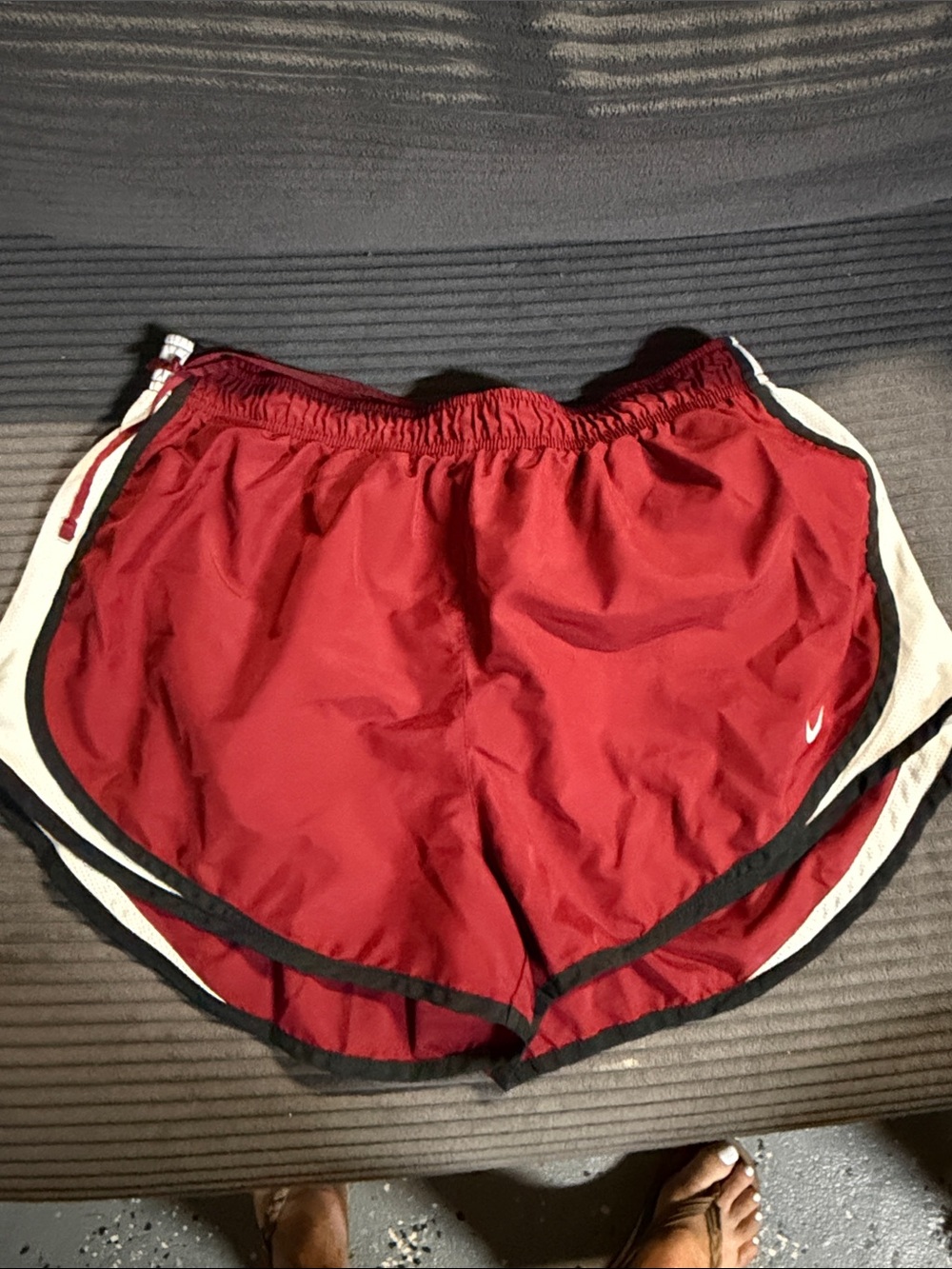 Nike Women's Maroon Athletic Shorts with Black and White Trim